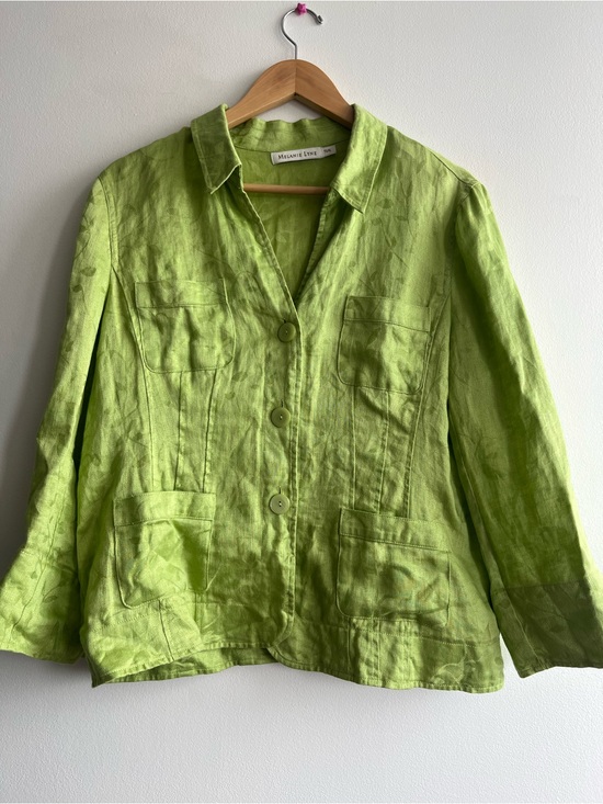 Melanie Lyne Jackets & Blazers - Melanie Lyne Lime Green Linen Blazer Jacket | Coastal Grandmother Summer Size XL